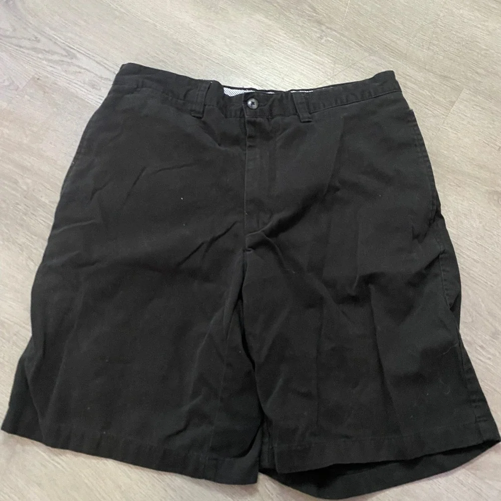 Club Room Chino Shorts Mens 32 Black Cotton Flat Front Casual Classic Short